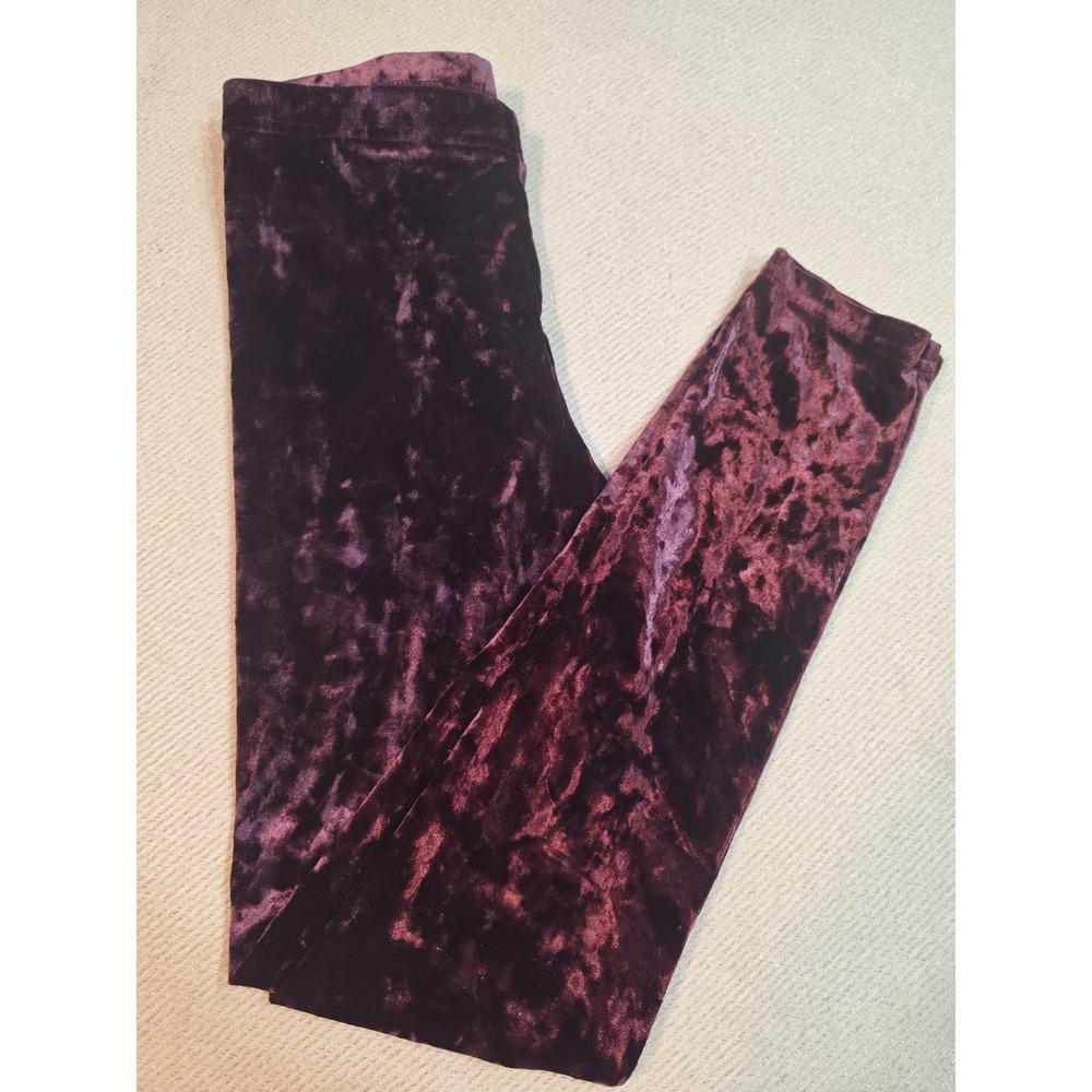 Old Navy Girls Crushed Velvet Leggings Purple Plum Size Large 10-12 Stretch Pant